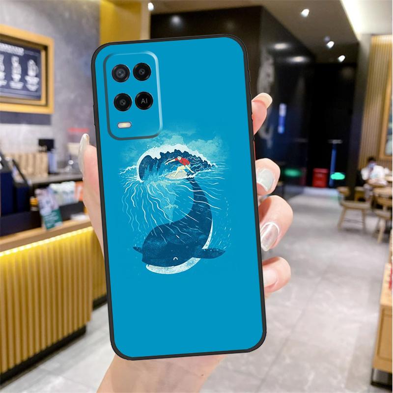 Whale Fish Wave Sea For OPPO A54 A74 A94 A5 A9 A31 A53 A52 A72 A15 A16 A17 A57 A77 A76 A96 A53S A54S A57S Case