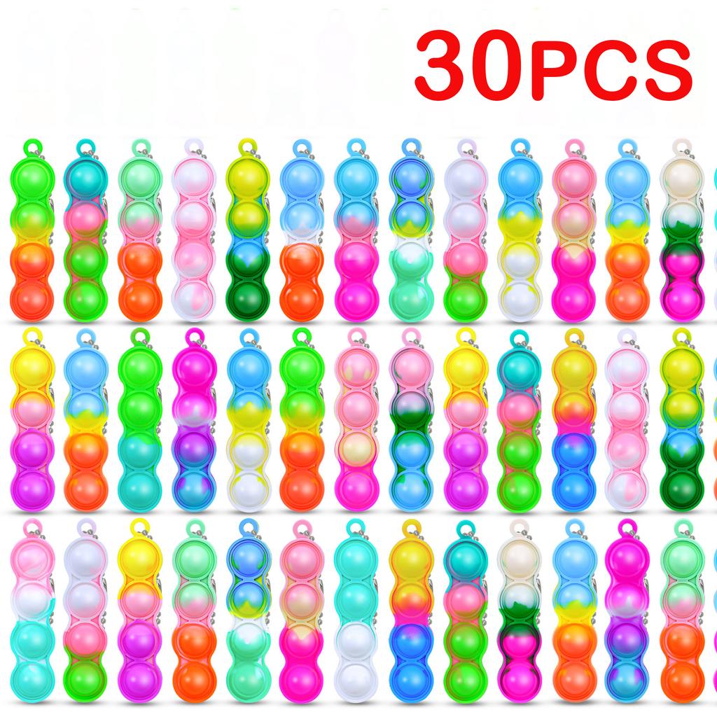 10/30/50Pcs Mini Keychain Pop Push Bubbles Fidget Toys Stress Relief Sensory Toys Children Classroom Prizes Gifts New