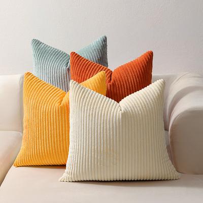 1Pc Solid Color Striped Cushion Cover Decorative Couch Corduroy Throw Pillow Covers Boho Square Pillow Covers Home Sofa Decor