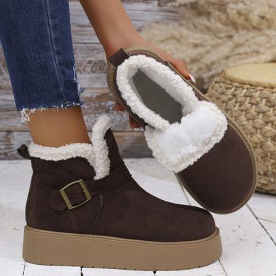 Warm Thicken Plush Thick Bottom Snow Boots Women  Chunky Platform Cotton Padded Shoes Woman Plus Size 43 Winter Ankle Boots