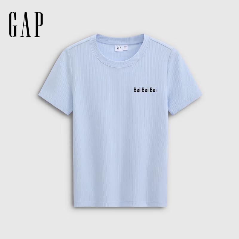 GAP Women s 2026 Spring Colorful Bear Embroidered Knit T-Shirt 160/84A