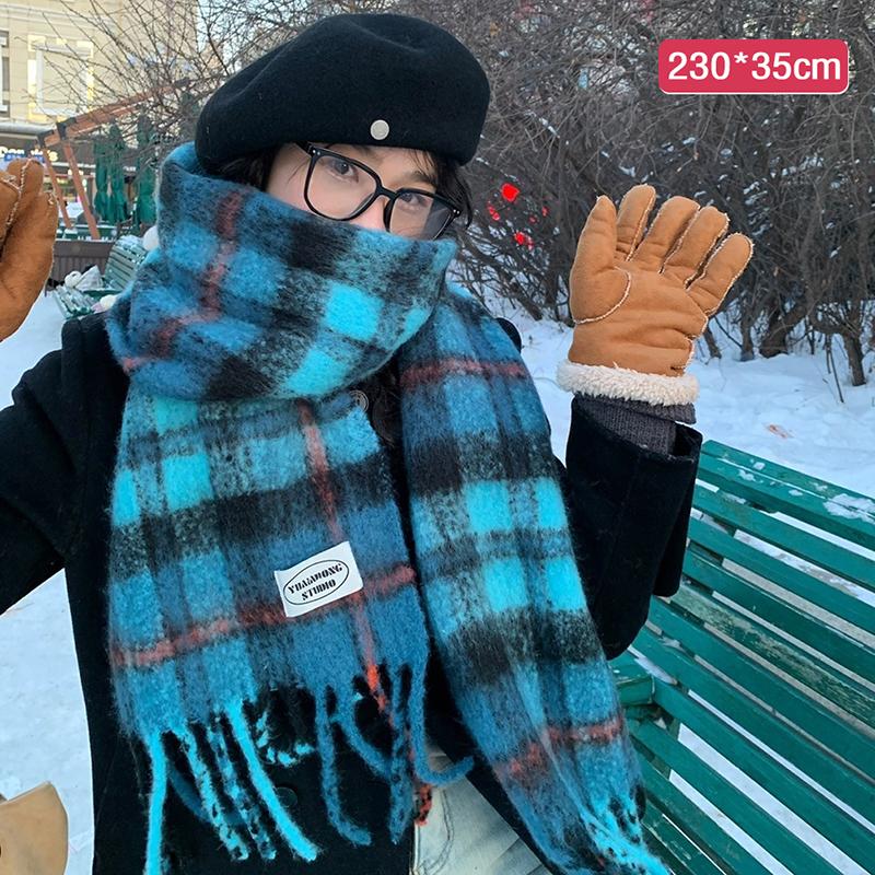 Soft Winter Cashmere Scarf Multi-Style Warm Long Tassel Scarves Mohair Thickened Wrap Shawls For Women Girls