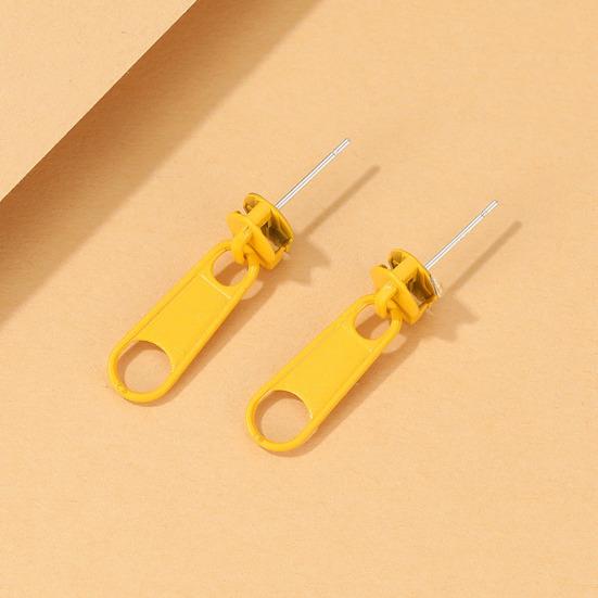 1 Pair Stud Earrings Zipper Shape Plated Jewelry Cartoon Candy Color Ear Studs for