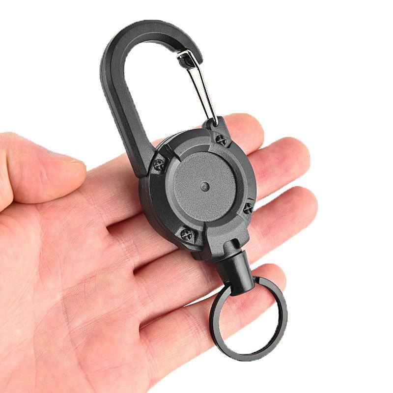 1 pièce Sac à dos Tactique Boucle en U à Tirage Facile Porte-clés Rétractable Simple Noir Extérieur Portable Fil d'Acier Boucle à Ressort Quatre Couleurs