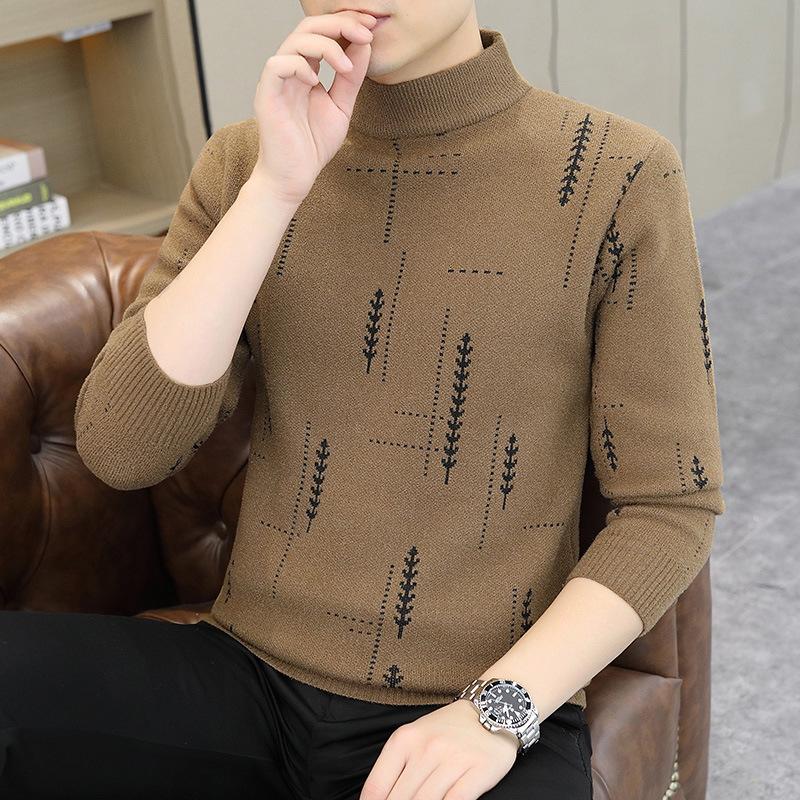 

Хит продаж Взрывной Осенне-зимний Новый Повседневный Трикотажный Свитер с Полувысоким Воротником, Свитер, Куртка из Ниток 4xl темно-коричневого