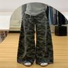 Women's Camouflage Wide Leg Jeans High Waisted Loose Straight Denim Cargo Pants Streetwear