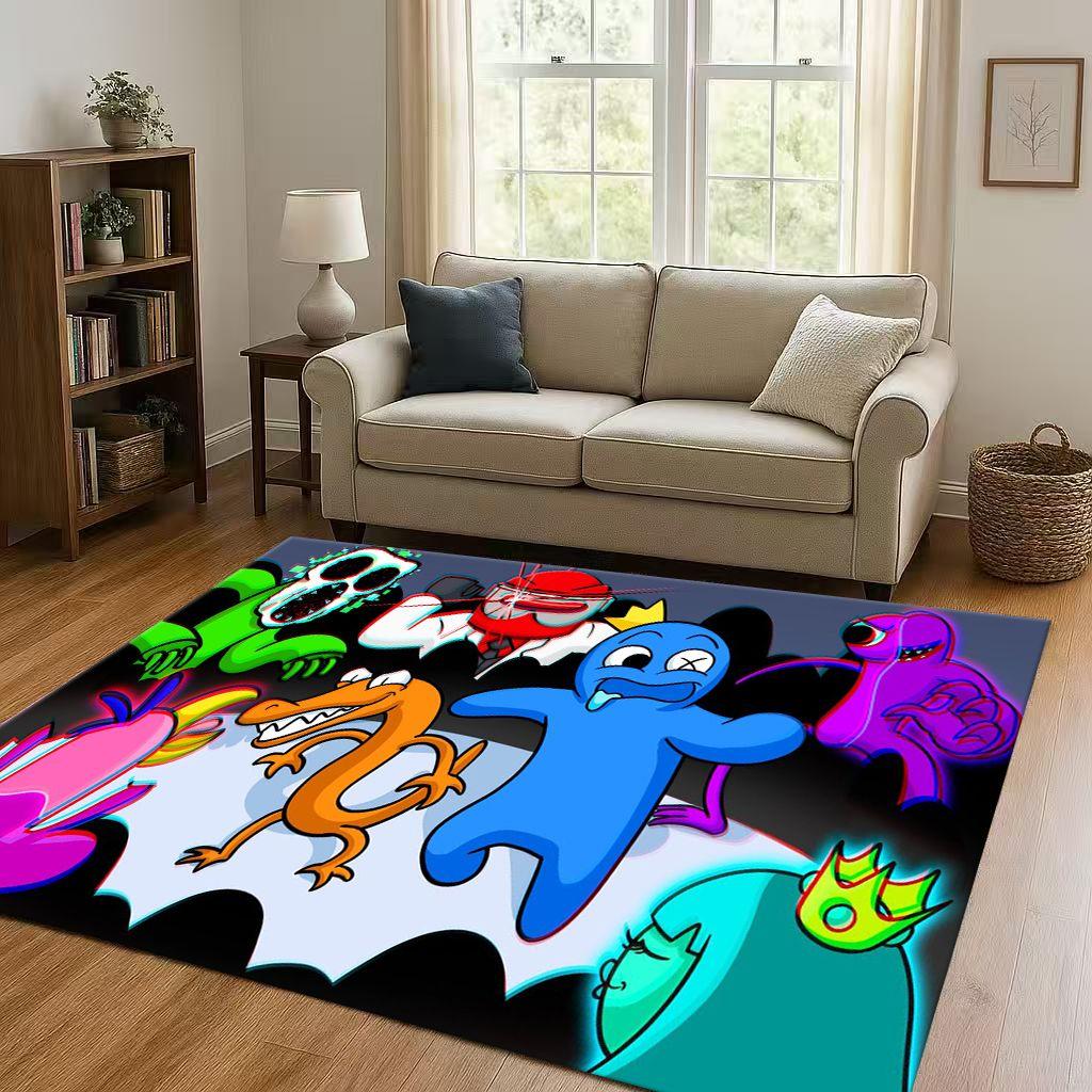 HD R-Rainbow Friends Game Cartoon Living Room Non-Slip Area Rug Carpet for Bedroom Playroom Sofa,Easy Clean Home Decor Doormat