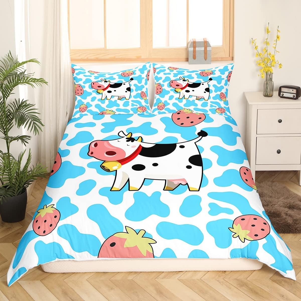 

Покрывало для пододеяльника King Queen из коровьей шкуры, пэчворк, принт коровьей шерсти, постельный набор с животным принтом, западный ковбойский, полиэстеровое покрывало для одеяла EU single(135x200cm)