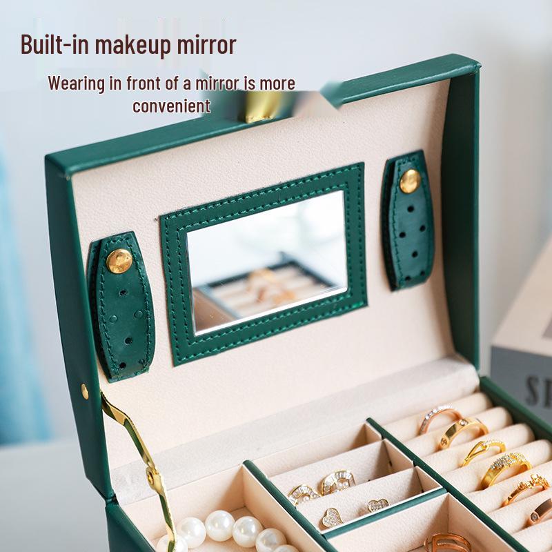 High-Capacity Multi-Layer Jewelry Organizer Box with Lock & Mirror