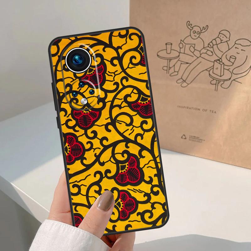 African Wax Pattern Fabric For Honor Magic 7 Lite 5 6 8 Pro Case For Honor 400 200 90 70 50 X8c X8b X9a X9b X9c X9d Win