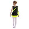 Vestito da Danza da Bambina a Contrasto Asimmetrico Spaccato Strass Brillanti Costume Lirico Pattinaggio Artistico Ginnastica