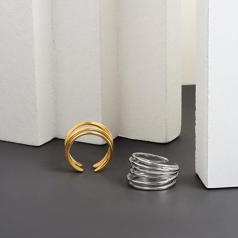 Vintage Gold Openwork Minimalist Adjustable Index Ring For Women Fashionable Hollow Metal Band Jewelry