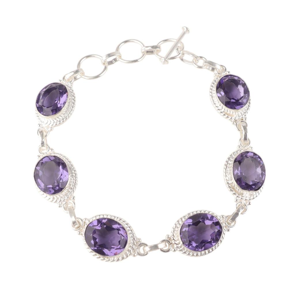 Iolith Edelstein 925 Gestempeltes Silber Schmuck Handgefertigtes Armband 8,5" Für Frauen Geschenk RB-2-3