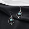 Personalized Earrings Retro Bohemian Peach Heart Hollow Round Turquoise Earrings Earrings