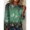 Vintage Floral Print Long Sleeved Women's T-shirts