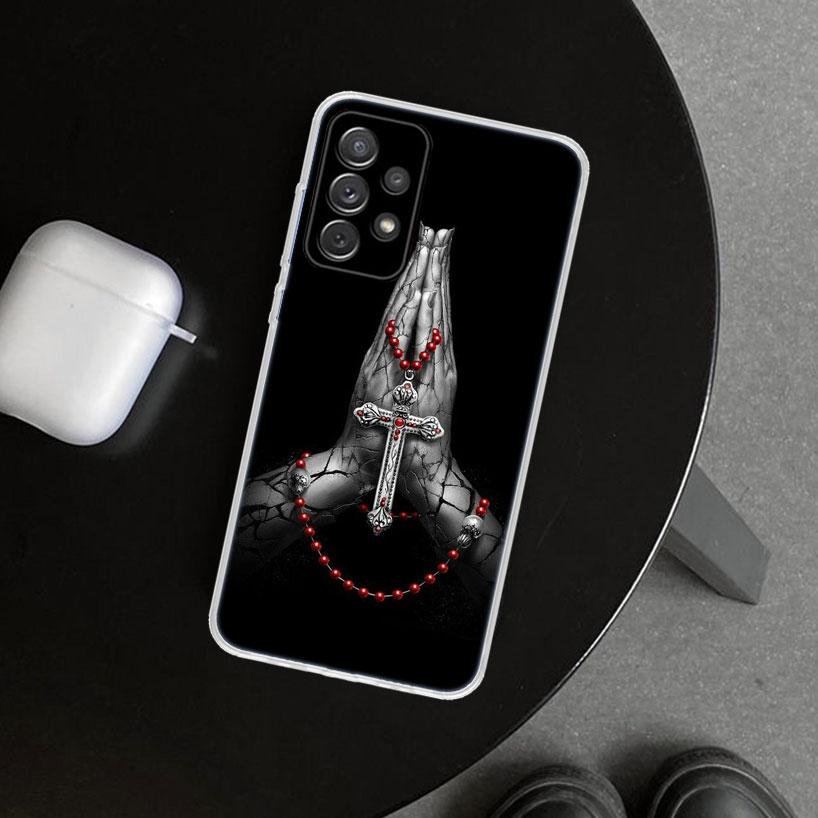 God Jesus Pray Cross Phone Case Cover for Samsung Galaxy A12 A22 A32 A52 A72 A02S A51 A50S A31 A20S A10S Note 20 Ultra 10 Plus G