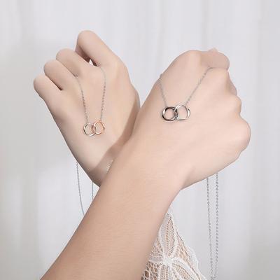 Yousheng Intertwined Rings Couple Necklace Mobius Strip Circles Necklace Men Women Endless Circle Pendant Necklace Gift for Valentine's Day