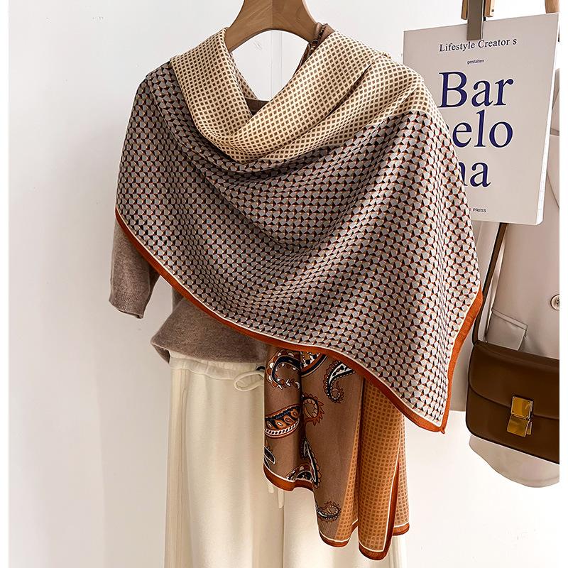 New Retro Paisley Print Fashion Silk Scarf Women Autumn Winter Warm Shawls Luxury Wraps Lady Windproof Scarves Foulard Bufandas