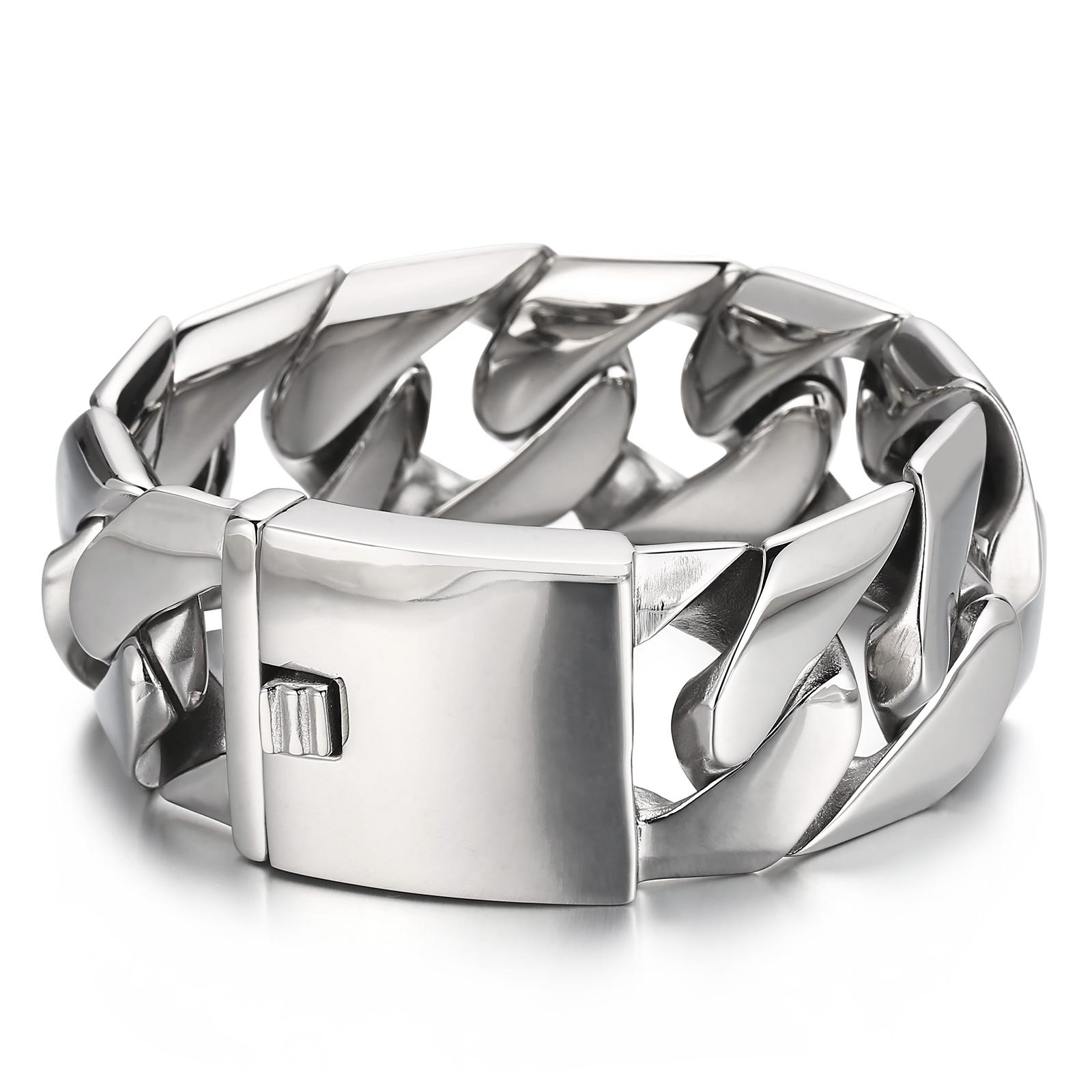 

Lightweight Cuban Chain Leniency Bracelet Men Punk 31MM Stainless Steel Polished Accessory Domineering Charm Party Jewelry 24cm
