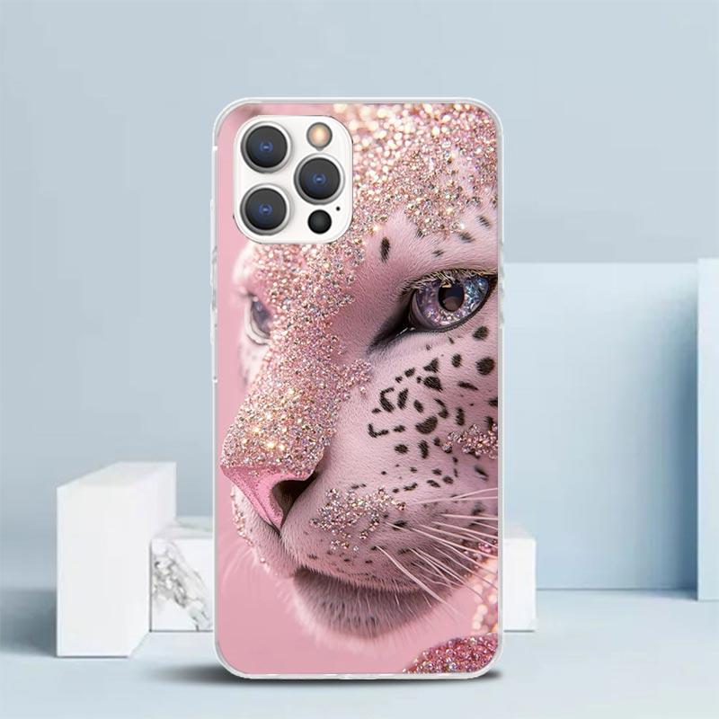 

Pink Leopard Print Soft Cover for iPhone 16 17 Air 15 14 Pro Max 16E Phone Case 13 Mini 12 11 7 SE 8 Print Pattern Fit Cases 16 iPhone 16E
