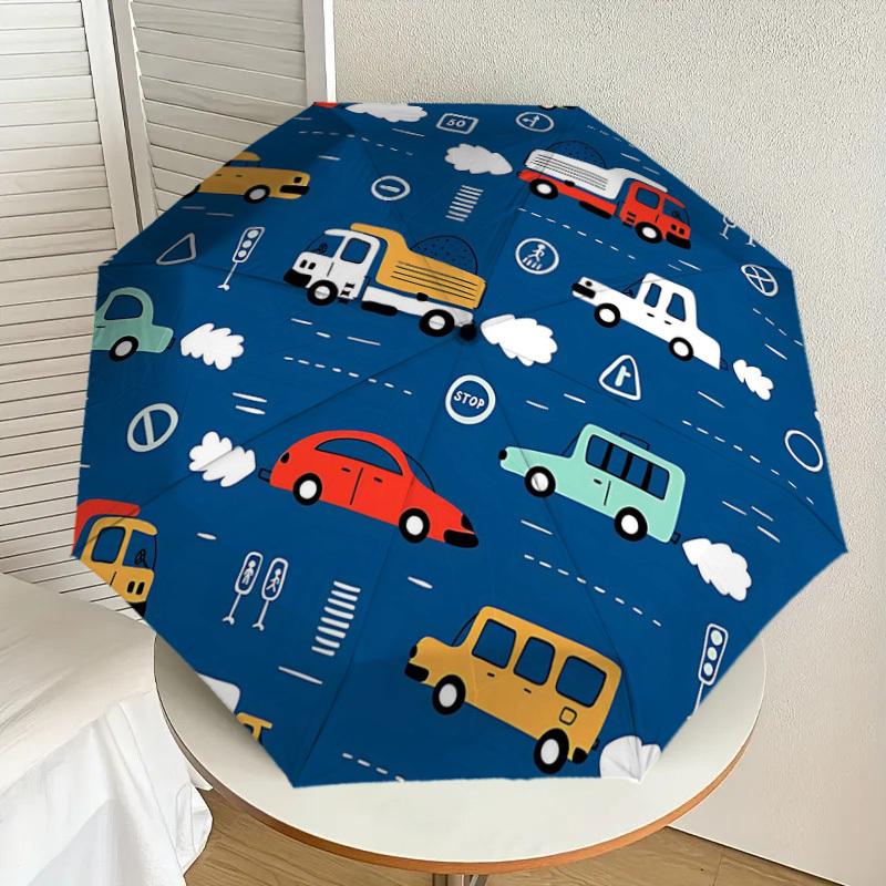 1PC Car Traffic Umbrella-8-Rib Reinforced, Automatic Open, Lightweight & Durable, Cute Fashion Accessory for Outdoor-T399
