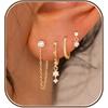 Triple Huggie Stacked Earrings for Women Gold Chain Drop Dangle Earrings Cute Statement CZ Earrings Trendy Dainty Jewelry Gift