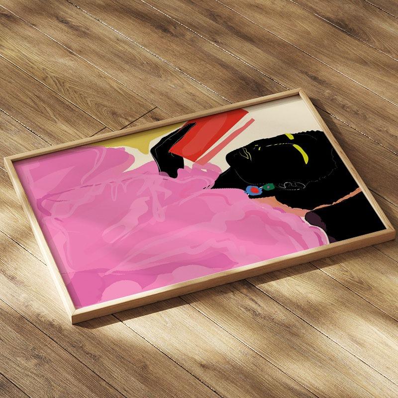 Schwarzes Mädchen Mit Roten Lippen High Heels Blumen Wandkunst Leinwandbild Abstrakte Poster Und Drucke Bilder Für Wohnzimmer Dekor