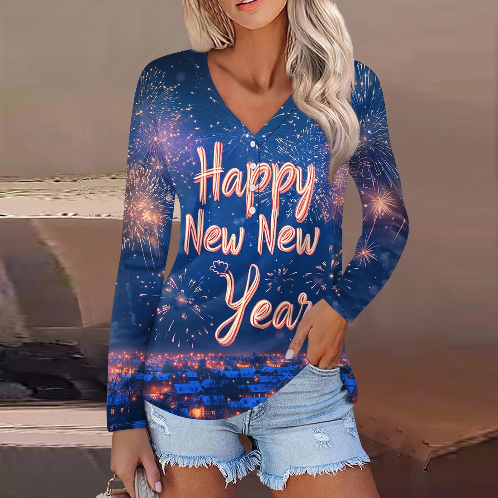 Женская повседневная мода сексуальный комфорт рождественский принт V-образный вырез — фото 9