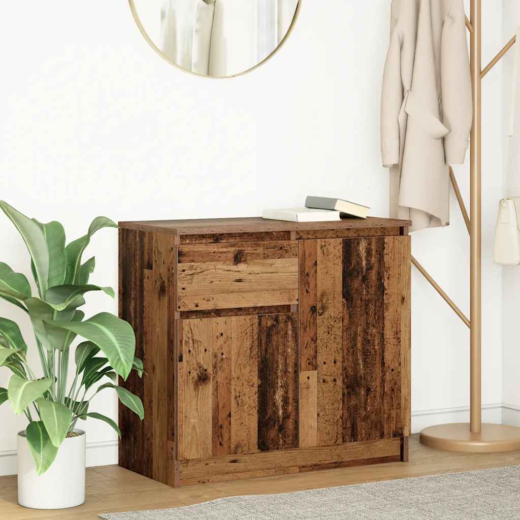 Sideboard with Drawer Rustic Wood Look 71 x 35 x 65 cm Engineered Wood
