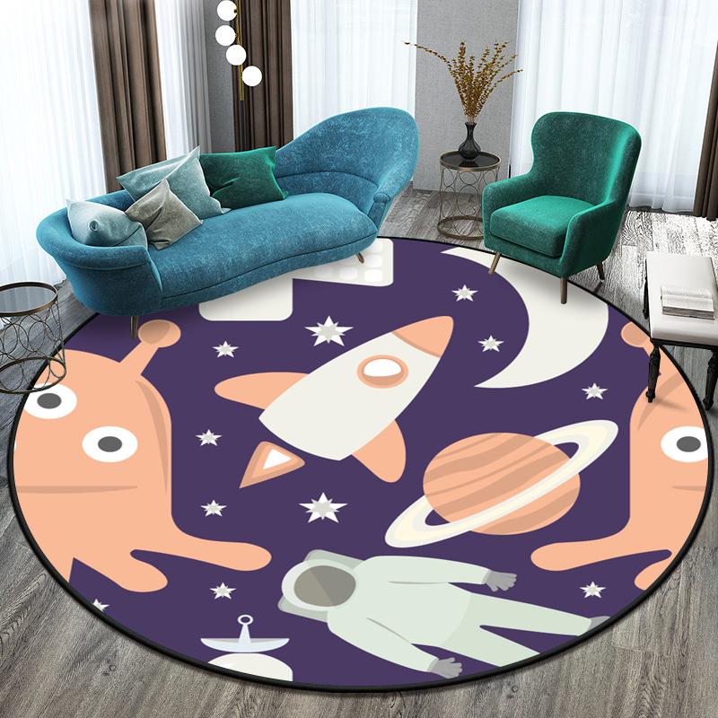 Cute Cartoon Pattern Round Carpet Floormat Living Room Carpet In Children 'S Crawl Play Area Washroom Floor Mat Area Rug Door Mat