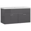 VidaXL Sink Cabinet and Integrated Sink, Sink Unit with Storage, Bathroom Toilet Washbasin Cabinet, Grey 3070846
