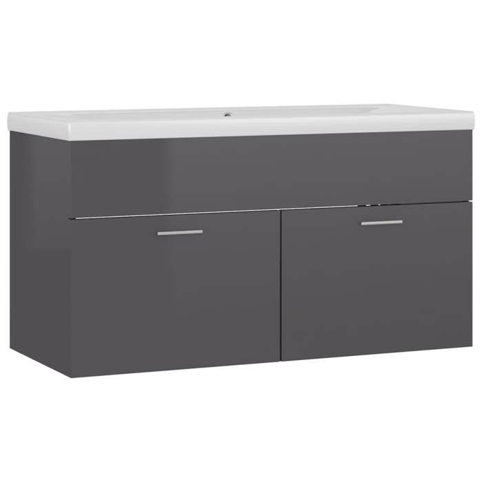 VidaXL Sink Cabinet and Integrated Sink, Sink Unit with Storage, Bathroom Toilet Washbasin Cabinet, Grey 3070846
