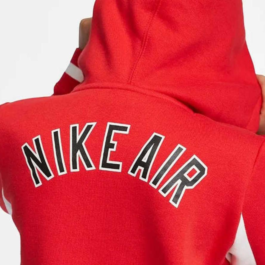 Nike Solid Color Logo Print Hooded Long Sleeve Sweatshirt Kids tops Red AQ9500-657