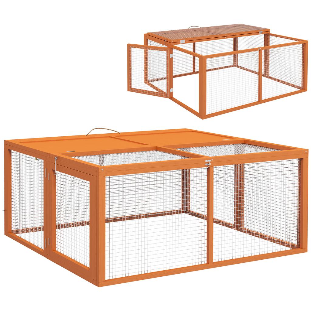 Holzklapp-Kaninchenstall, für 2-3 Kaninchen - Orange