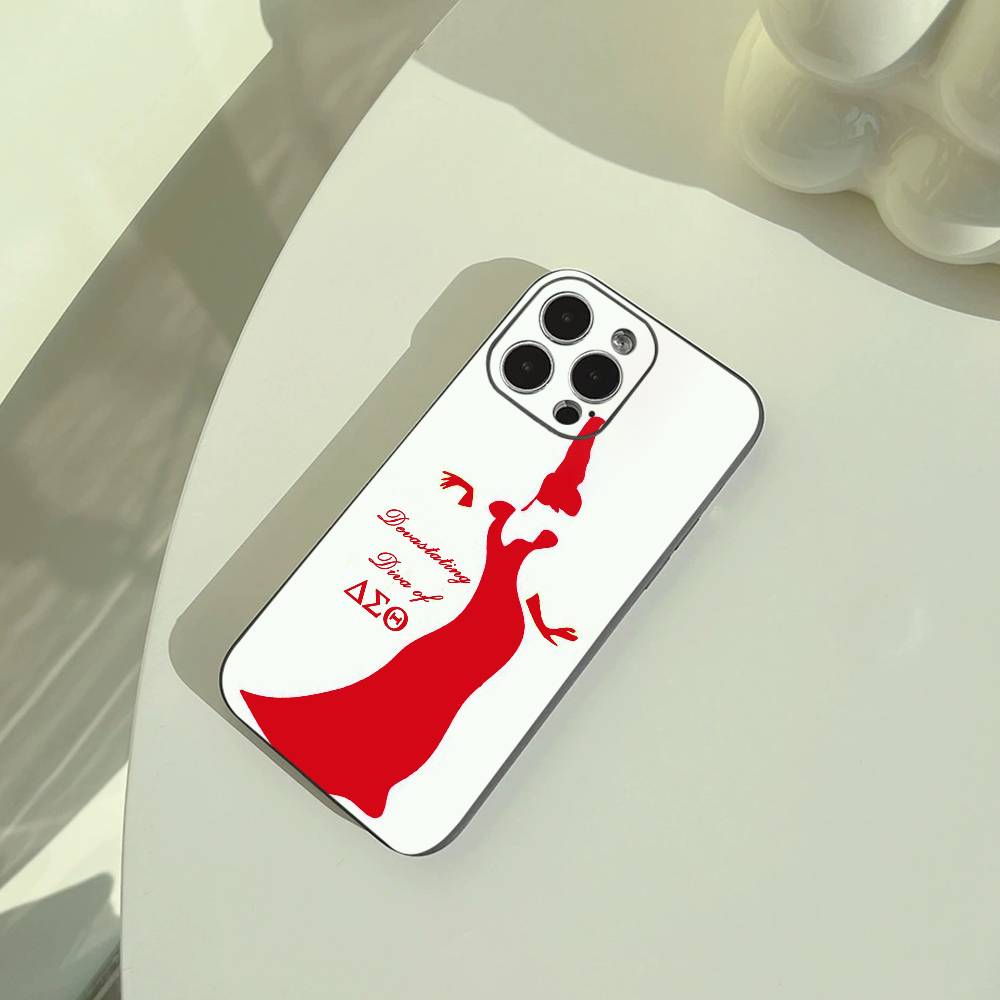 

D-Delta S-Sigma T-Theta Sorority Phone Case For iPhone 17,16,15,14,13,12,11 Pro Max, Lightweight and practical Soft Black Cover iPhone17PRO
