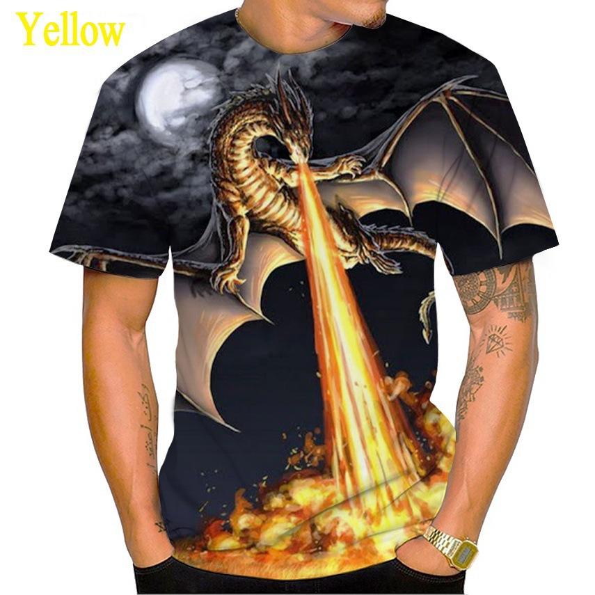 Summer Round Neck Dragon Series 3D Print Top Fashionable Casual Short Sleeved Men's T-shirts
