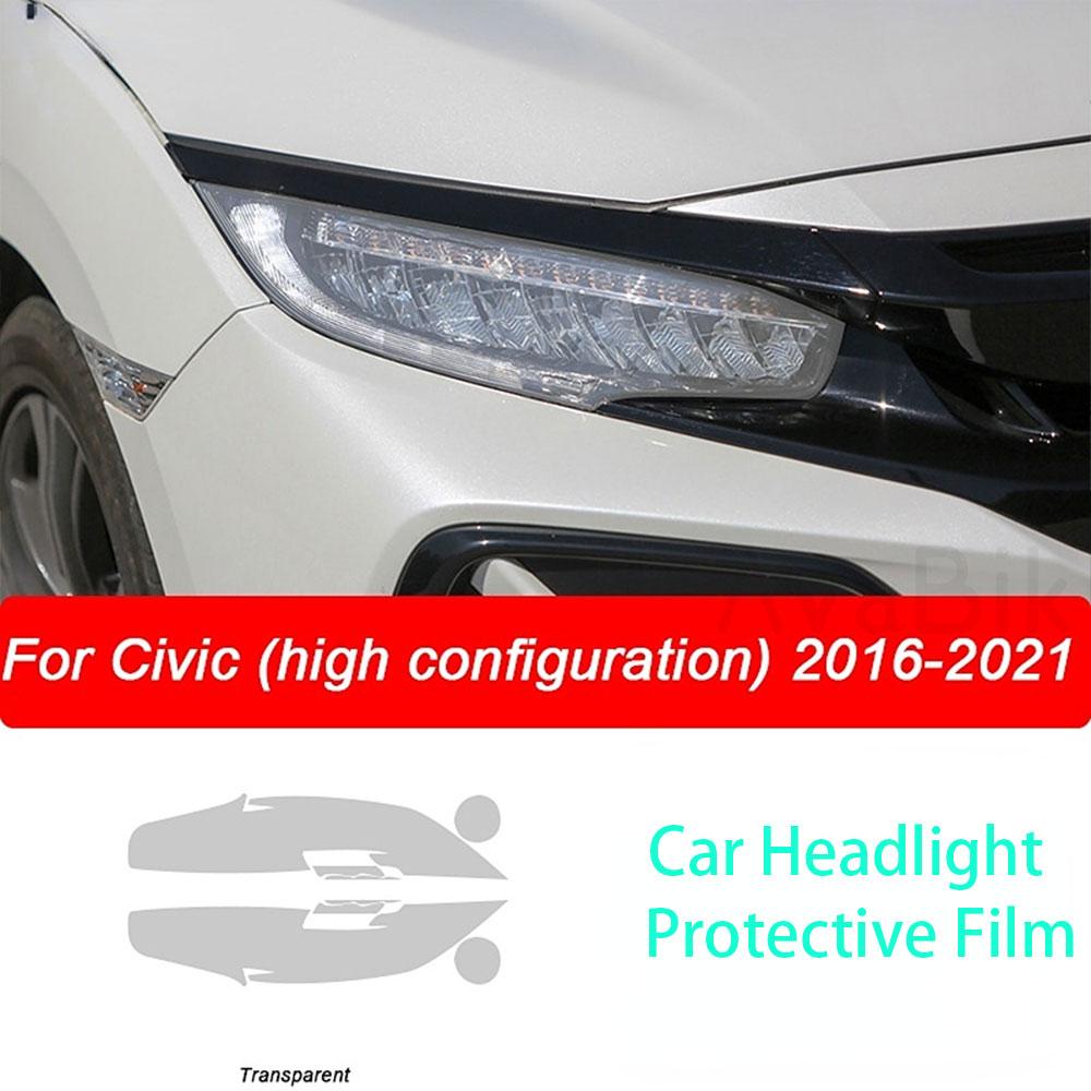 PPFCar Headlight Protective Film Front Light Transparent Smoked Black TPU Sticker for Honda Civic 10th Gen 2016- Accessories