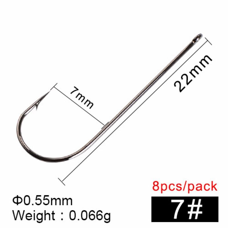 FTK Sea Fishing Hooks With Barbs Straight Shank Strong Long Hook Bass Pike 10pcs
