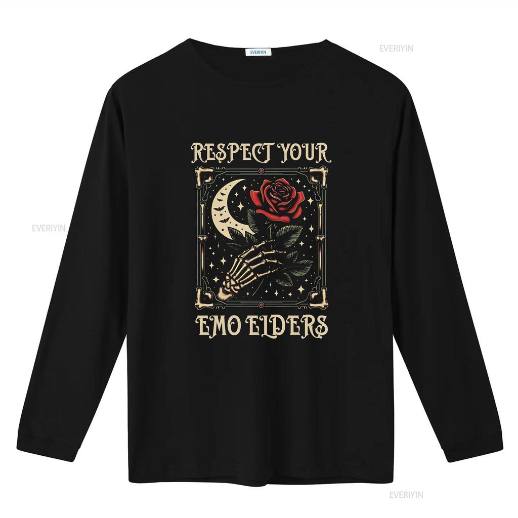 Gothic Emo Music Fan T Shirt Respect Your Elders Unique Tribute to Culture  vintage Washed Soft graphic Stretched Comfortable