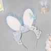 Plush Sweet Rabbit Ears Headband With Elegant Lace And Bowknot Detachable For Cosplay Party And Daily Wear