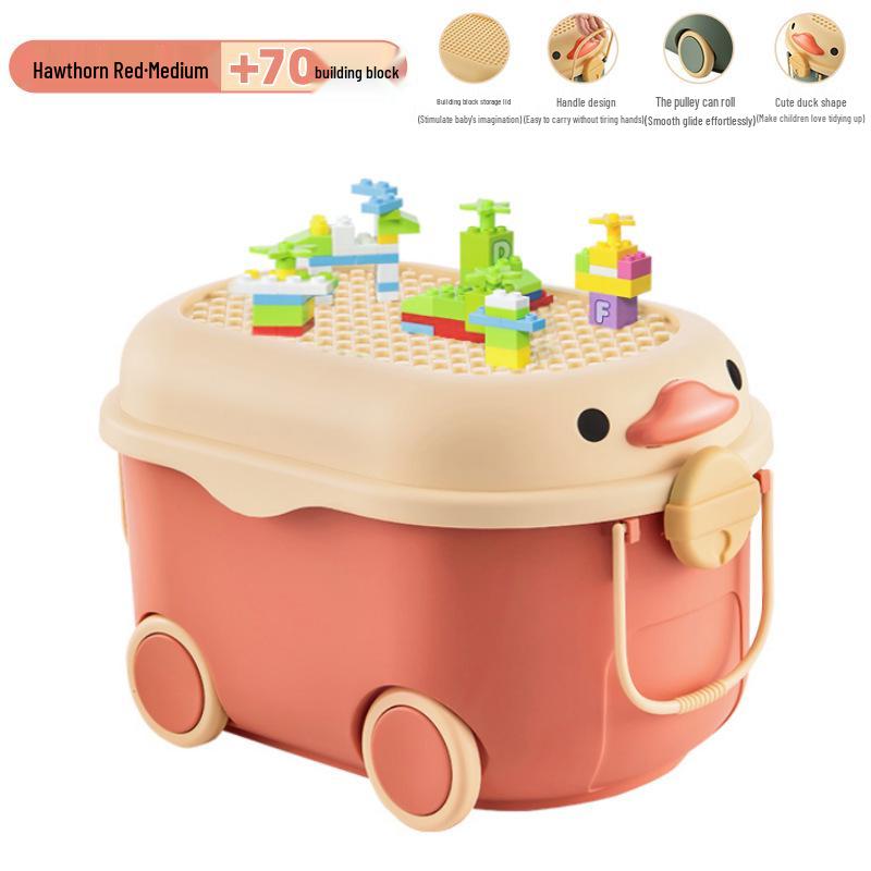 Children's Cartoon Storage Box with Wheels - Large Capacity Organizer for Toys, Clothes, and Snacks