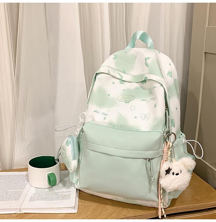 New schoolbag, high-aesthetic Japanese-style Instagram-worthy fresh sweet cute butterfly backpack, lightweight backpack for middle and high school