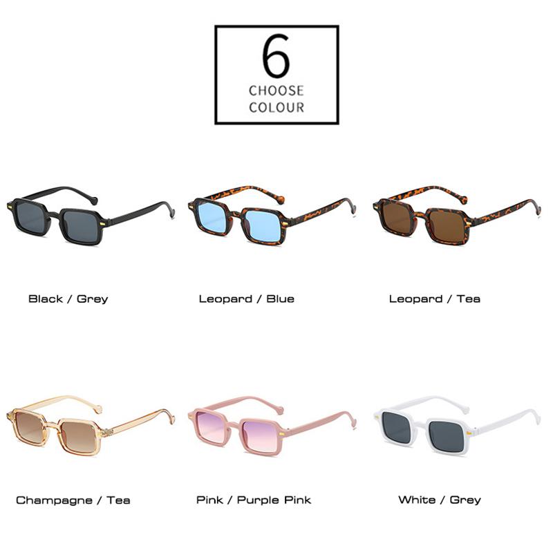 SHAUNA Metallscharnier Retro Rechteckige Sonnenbrille Damen Nieten Brillen Gläser UV400 Trendig Herren Sonnenbrillen