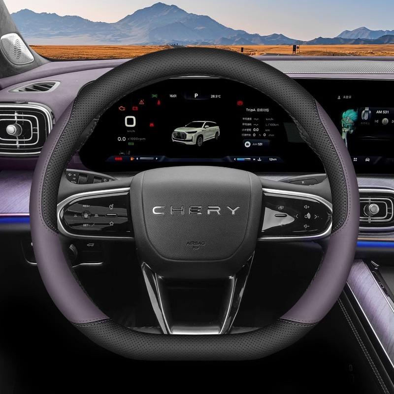 Für Chery Tiggo 9 C-DM 2025 2026 Auto Lenkradabdeckung Ultra Dünnes Leder Anti-Rutsch Dekorativer Rahmen Schutz Zubehör