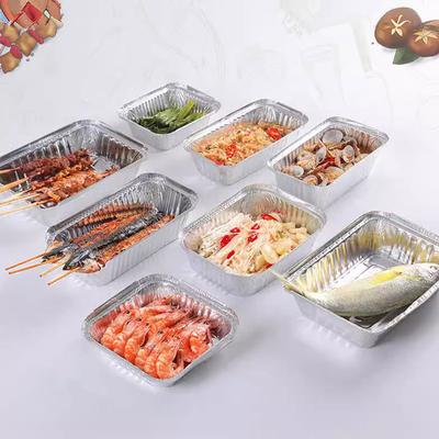 100PCS Special Rectangular Tin Foil Tray For Barbecue Grilled Fish Disposable Takeaway Packaged Aluminum Foil Lunch Box Without Lid 