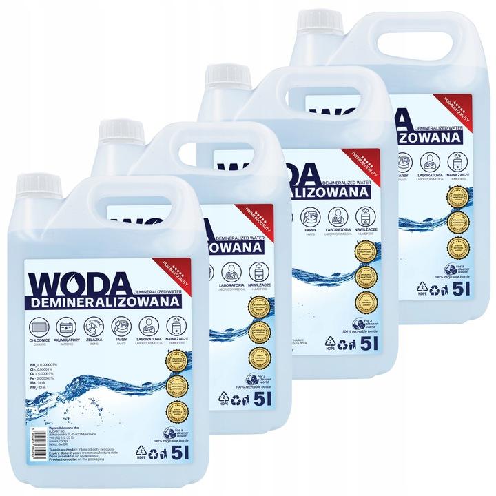Demineralisiertes Wasser Destilliertes Wasser Höchste Reinheit 20L Premium 4X5L