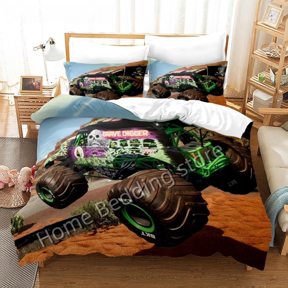 Monster Jam Bedding Set Single Twin Full Queen King Size Monster Jam F1 Bed Set Aldult Kid Bedroom Duvetcover Sets 3D Anime 022