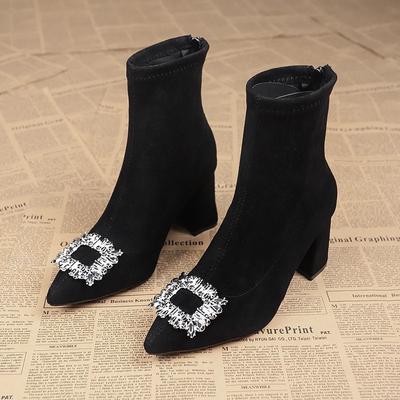 Fashion Ladies Shoes 2024 Hot Sale Back Zipper Women's Boots Fashion Crystal Modern Boots Women Sexy Pointed Toe Plus Size Ankle Boots