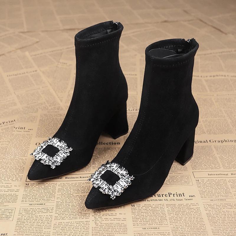 Ladies Shoes   Back Zipper Women'S Boots Fashion Crystal Modern Boots Women Sexy Pointed Toe Plus Size Ankle Boots
