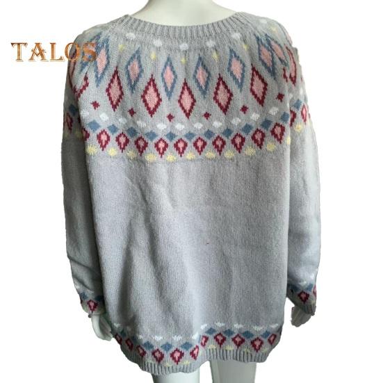 Pullover für Damen, Rundhalsausschnitt, Langarm, Patchwork, farbige Strickoberteile, lockere Passform, elastische, warme Strickwaren für den Alltag